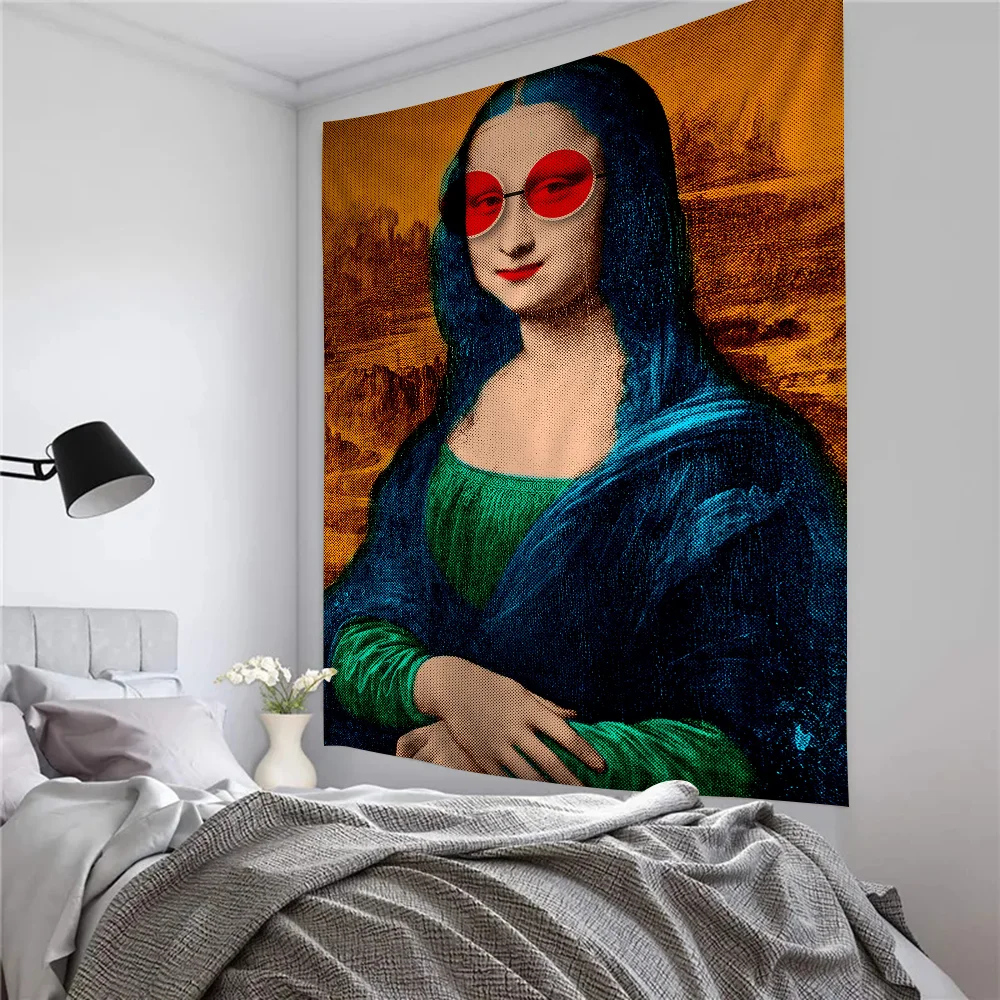 Mona Lisa Funny Hanging Bohemian Tapestry Bohemian Wall Tapestries Mandala Kawaii Room Decor