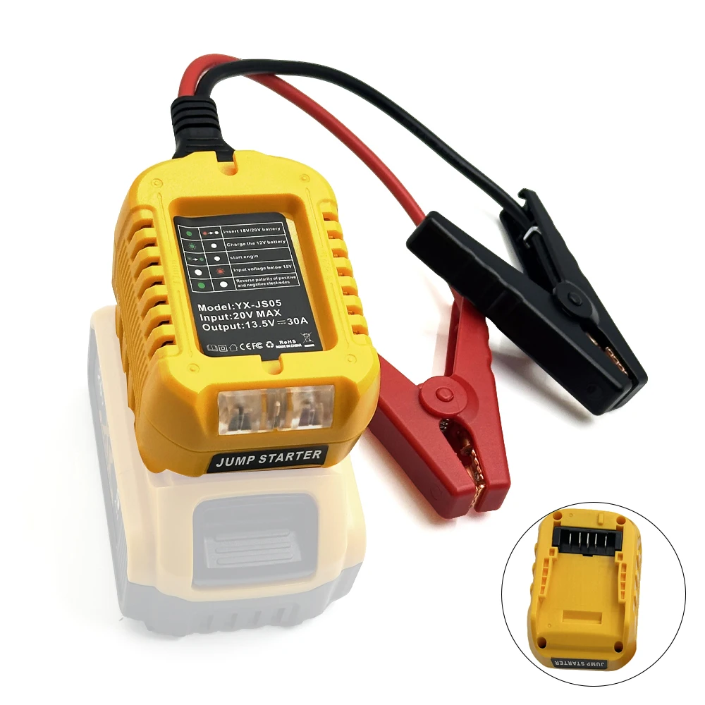 

Адаптер автомобильного аккумулятора, стартер, воспламенитель, аварийный источник питания, кабель с зажимом, стартер для батареи Dewalt 18 В-20 В