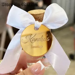 20/50/100Pcs Personalized Engraved Mirror Acrylic Tag Round Circle Wedding Hole Party Name Baby Baptism Decoration Custom Gift