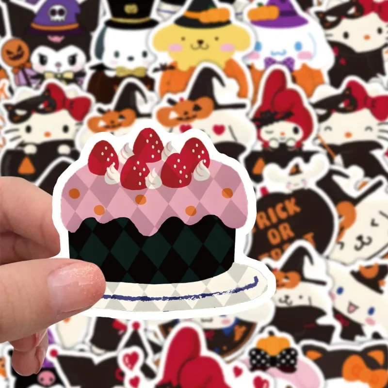 10/30/63 Uds lindo Halloween Sanrio Kitty Kuromi pegatina de melodía DIY teléfono portátil equipaje monopatín pegatinas de grafiti diversión para regalo