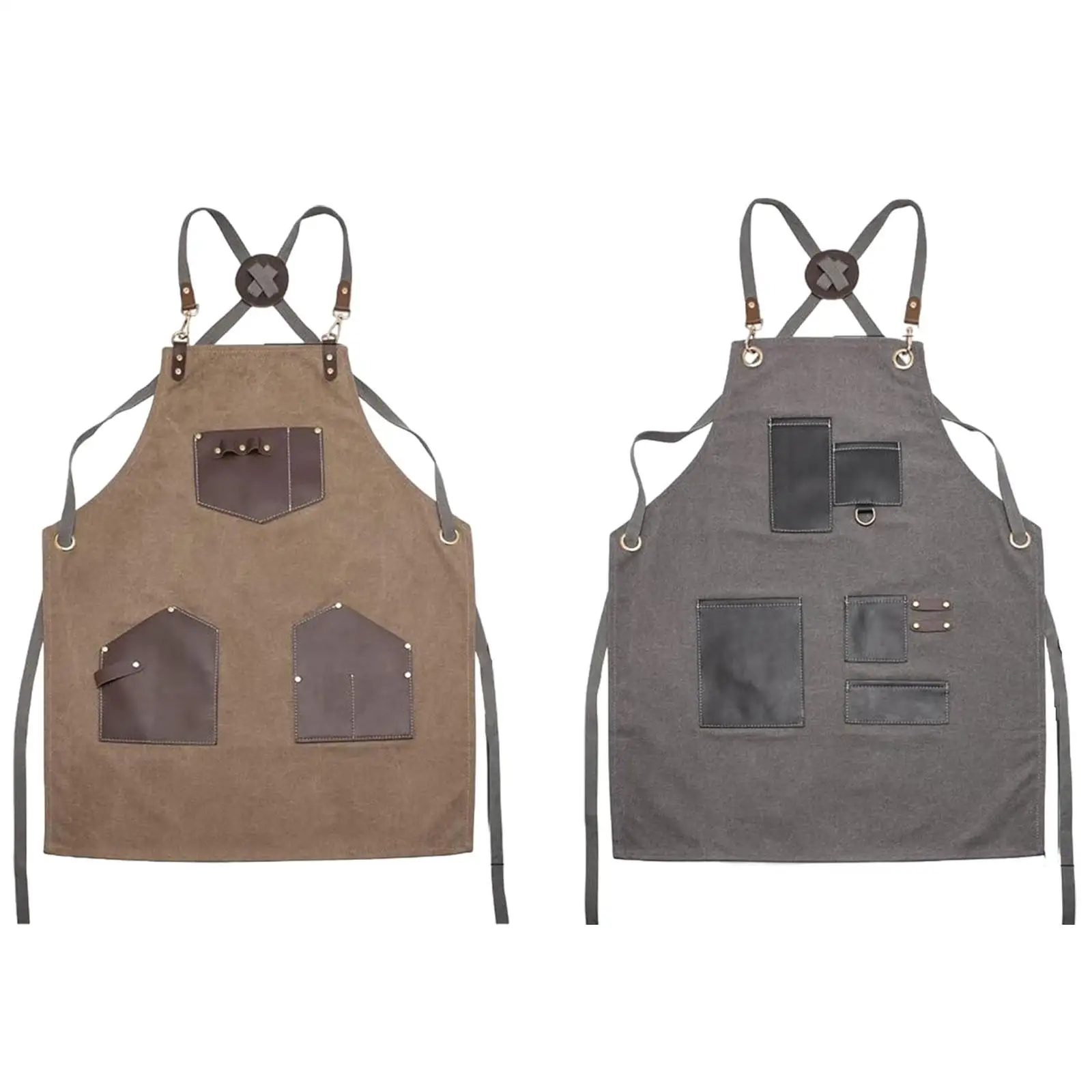 Canvas Apron with Pockets Multiuse Hair Stylist Apron Barber Apron for Service Barbershop Hair Cutting Cosmetologist Gardening