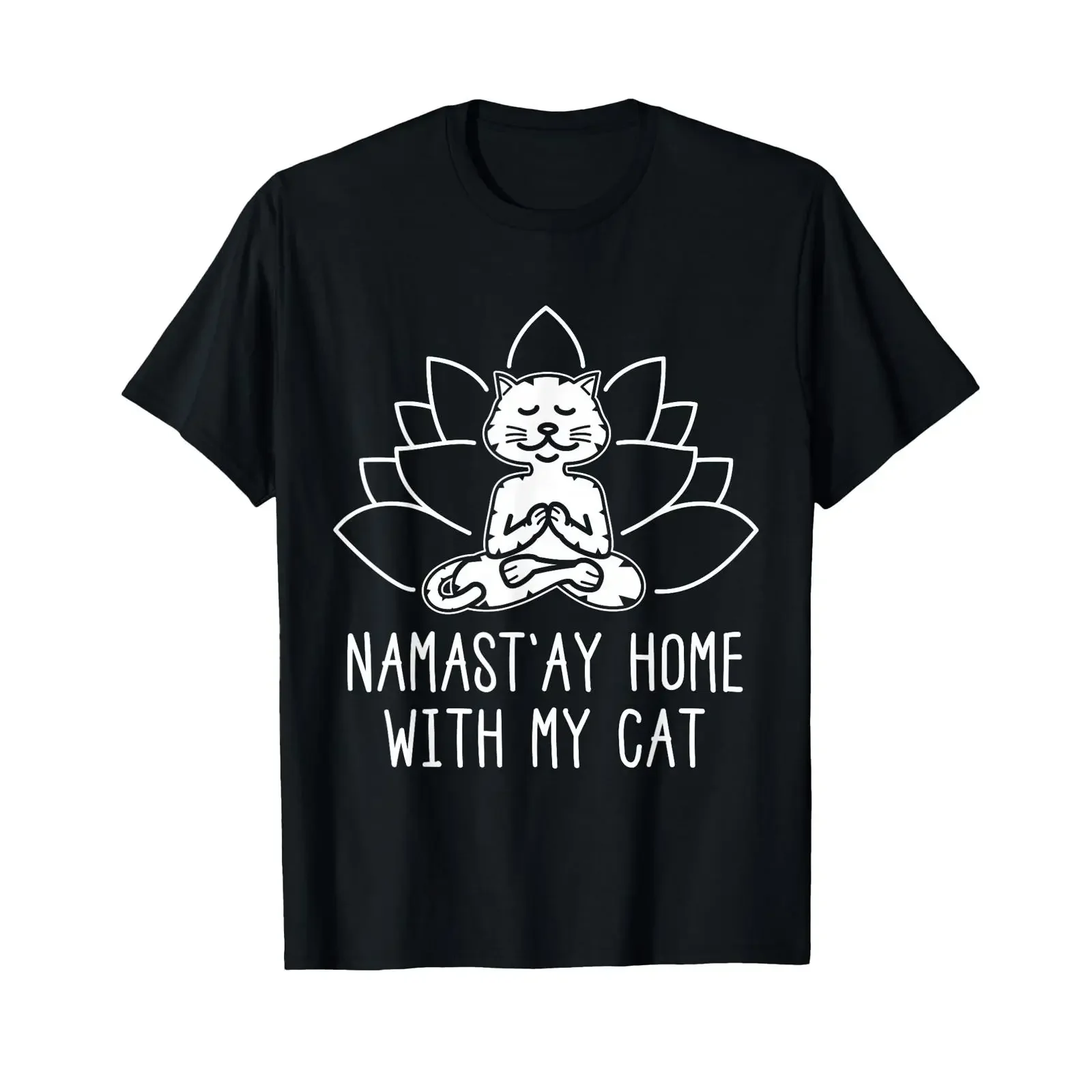 Cute Cat Yoga T Shirt Namaste Home With My vintage Washed streetwear homme Stylish designer clothes fashion Slightly Soft