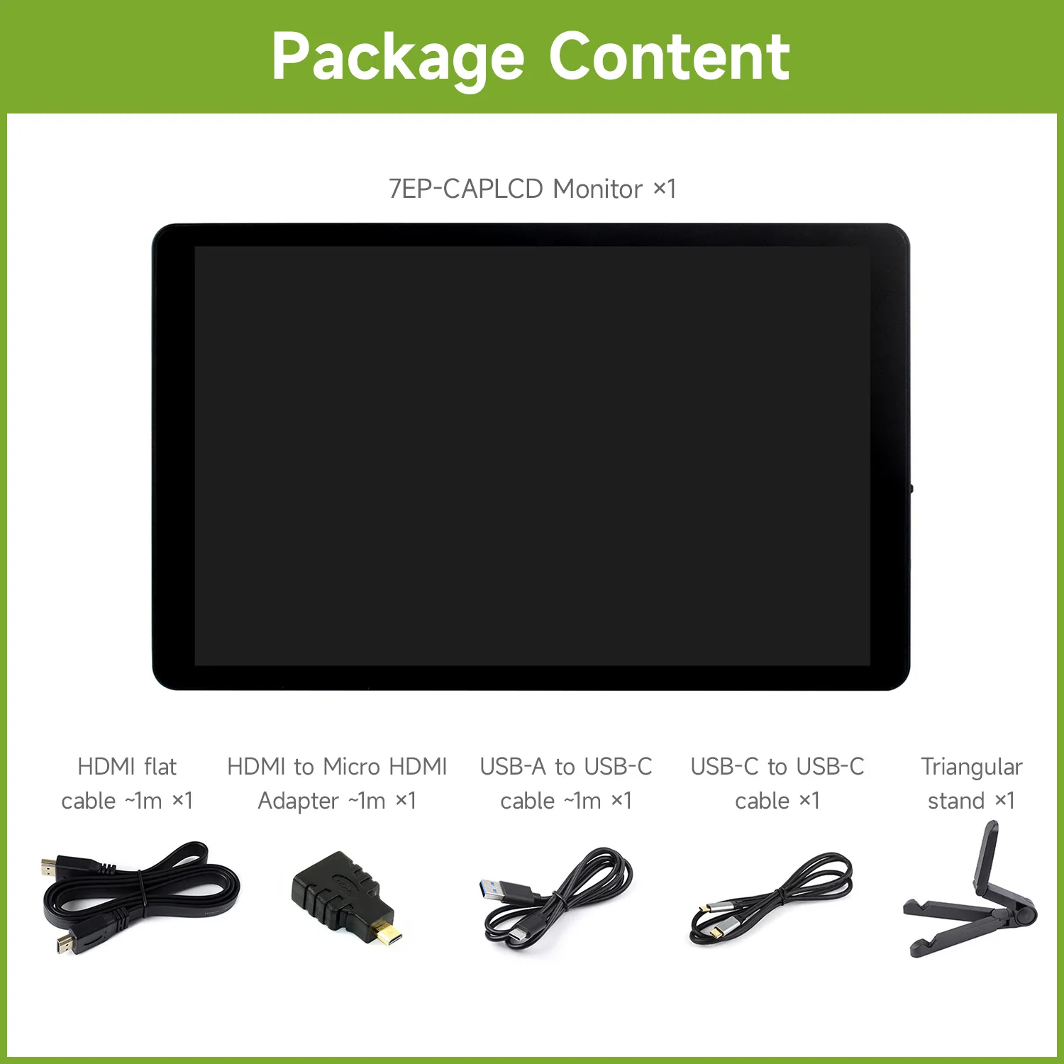 Waveshare 7inch Capacitive Touch Display, Wide Color Gamut,1280×800, HDMI/Type-C,Touch Display for Raspberry Pi 5/4B/3B/PC