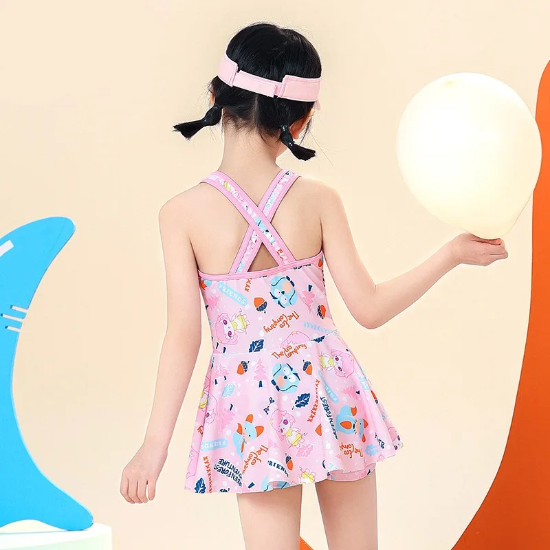 2025 New Summer Kids Swimwear sleeveless Girls Dress Princess Baby Small Medium Large Children Swimwear Cute