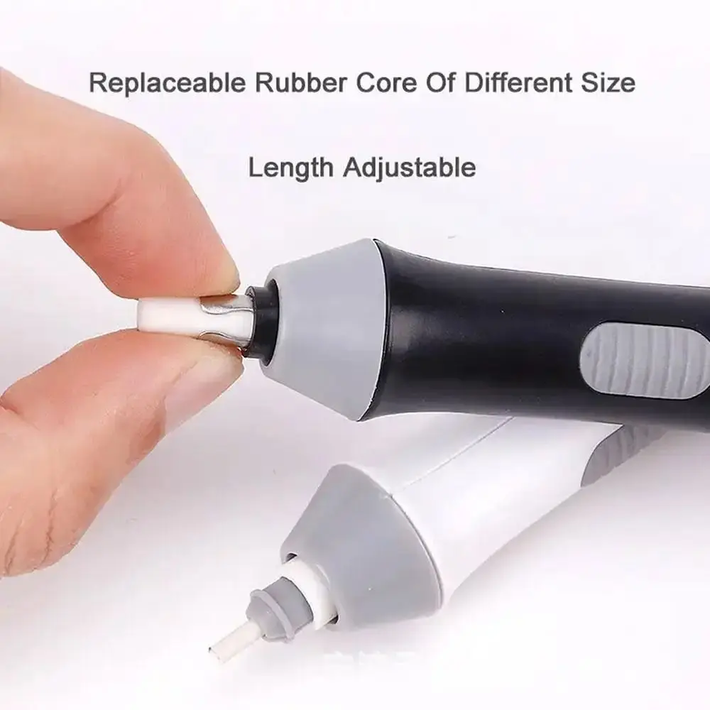 1 قطعة ممحاة مطاطية كهربائية تعمل بالبطارية مع عبوات مطاطية ممحاة رسم قابلة للتعديل ممحاة قلم رصاص #1