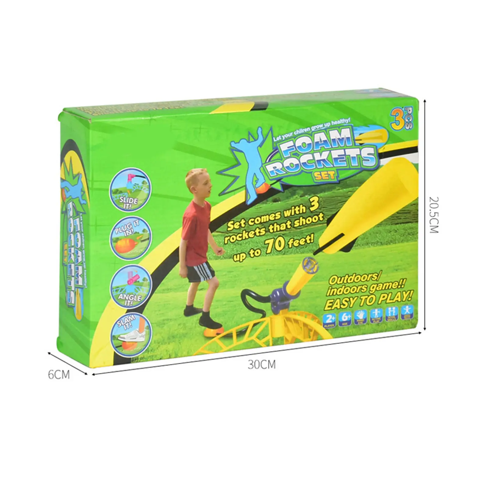 Eva Eco-Friendly Pneumatic Space Rocket Launcher Set with 3 Adjustable Angle Rockets for Outdoor Backyard Stable Blast