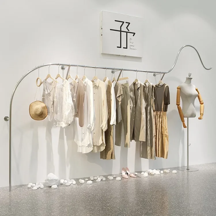 Clothing store display rack Double-layer women's clothing store floor-to-ceiling wall rack Combined clothing hanging