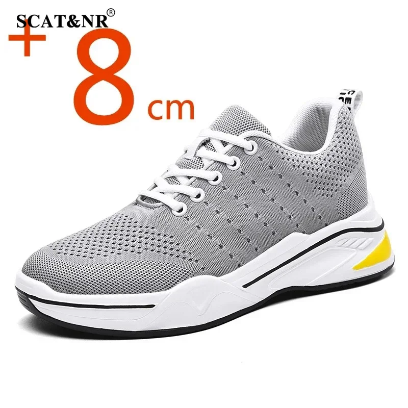 Heightening shoes elevator shoes height increase shoes for men casual insole 6cm black gray shoes designer