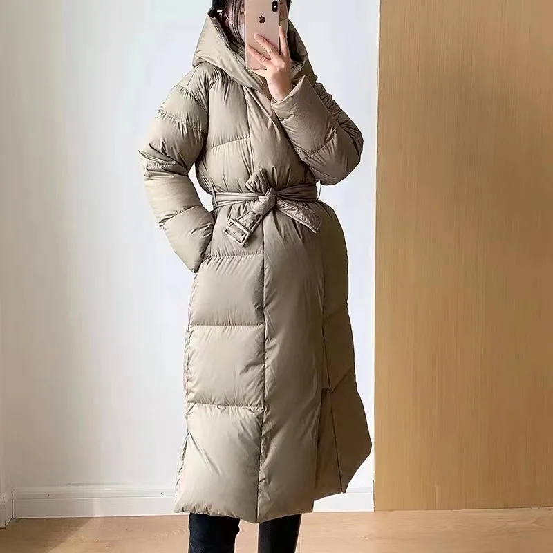 Female Clothing 90 Duck Down Coats Light Waistband Feather Jacket Warm Winter New in Coat Medium long Puffer Down Jacket Women