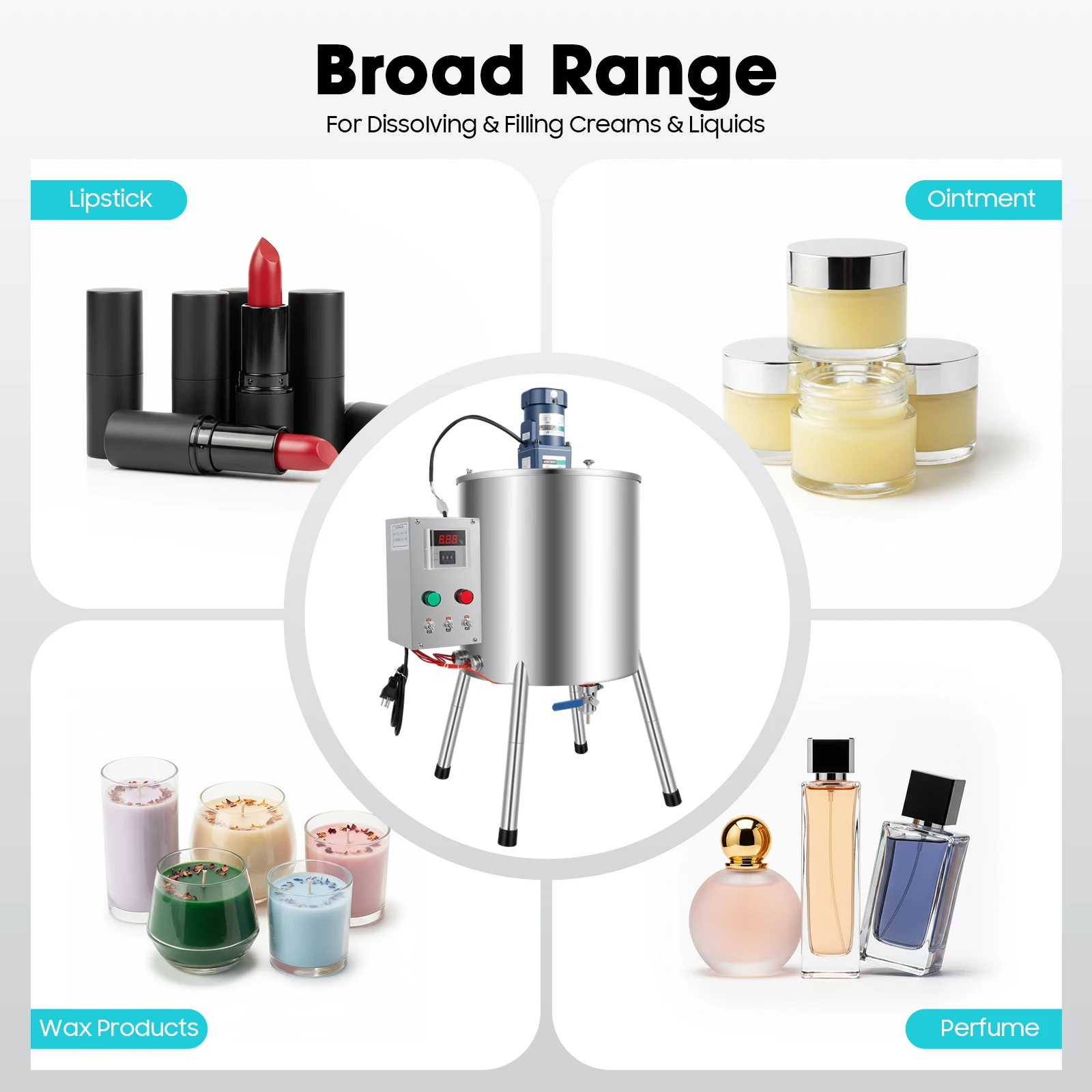 15L/30L Heating Mixing Filling Machine Lipstick Paste Filler with 1.5KW Heater 60W Stirrer for Cosmetic Food Pharmaceutical