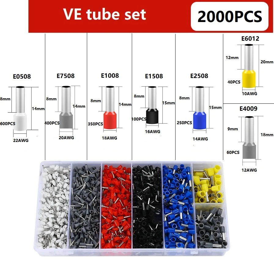 2000 pcs Durable Wire Connect Insulated Connector Crimp Terminator Cold Pressed Insulated Termina