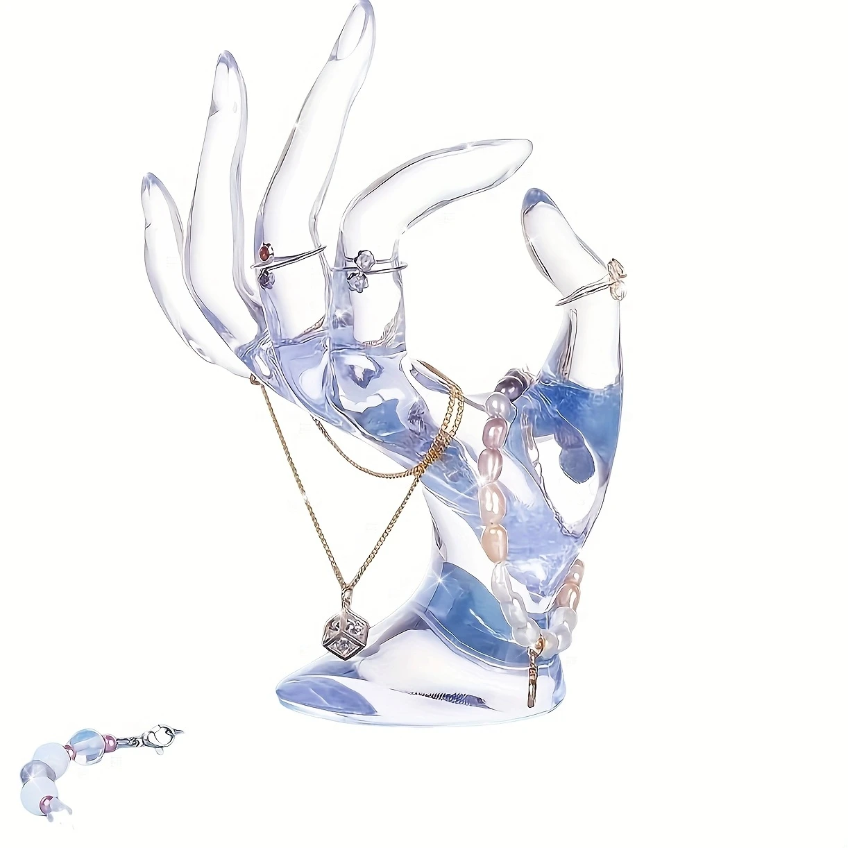 

Ring Holder Display Stand - Clear Modern Jewelry Organizer for Countertop, Multi-Functional Accessory Showcase for Rings