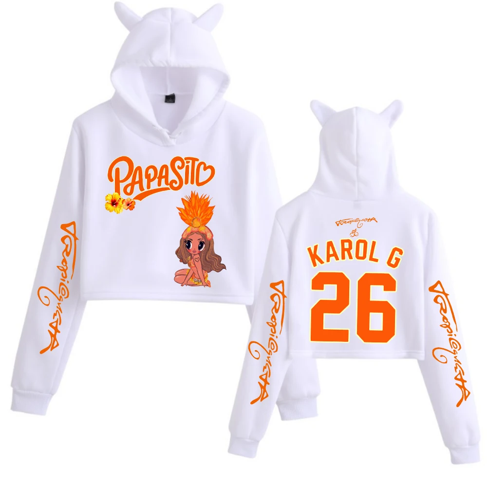 Karol G Tropicoqueta Sweatshirt Crop Tops Women Long Sleeve Girls Fashion Hoodie