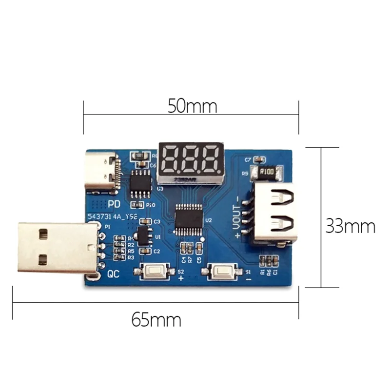 -Y65A QC2.0 QC3.0 PD3.0 PCB Decoy Module 3.6-20V Adjustable Multifunction Voltage Charging Head Test Aging Module