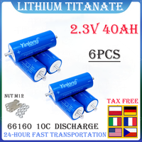 6PCS 2.3V 40Ah LTO Battery Yinglong 66160 Lithium Titanate Battery 10C Discharge 30000 Cycles For Car Audio Solar System Battery