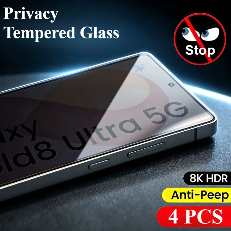4Pcs Anti-Spy Outer Screen Protectors for Samsung Z Fold8 Ultra 5G Privacy Protective Glass on Galaxy ZFold8Ultra ZFold7 ZFold 8