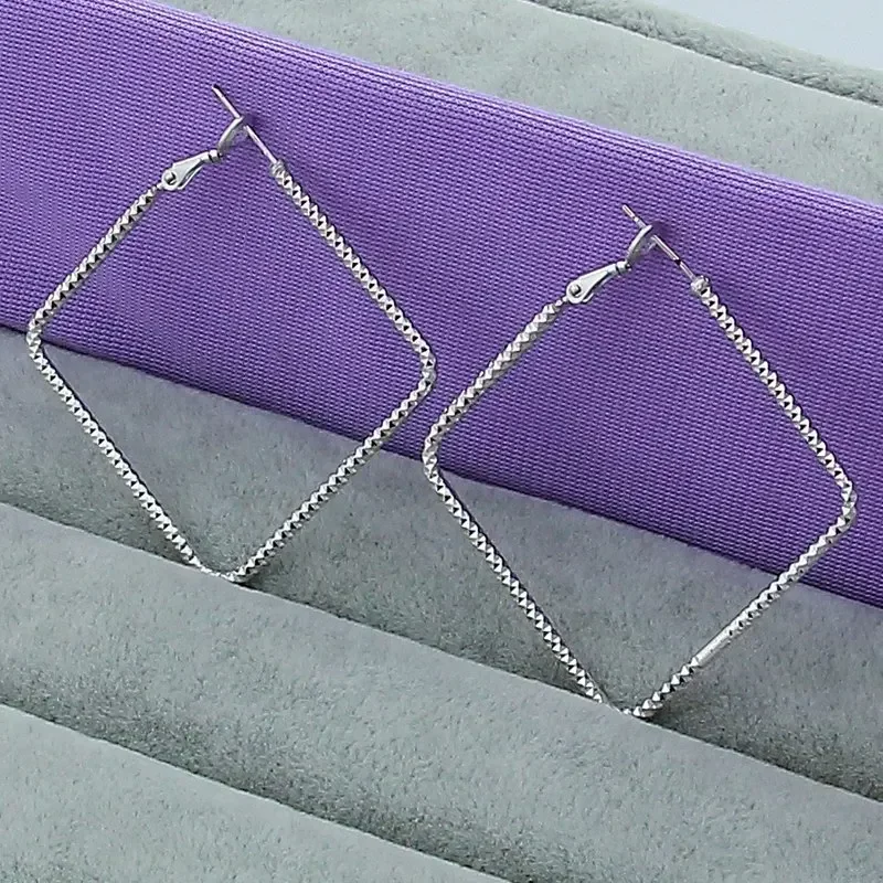 Special offer Socialite 925 Sterling Silver Minimalist Square long earrings for women Fashion jewelry party wedding accessories