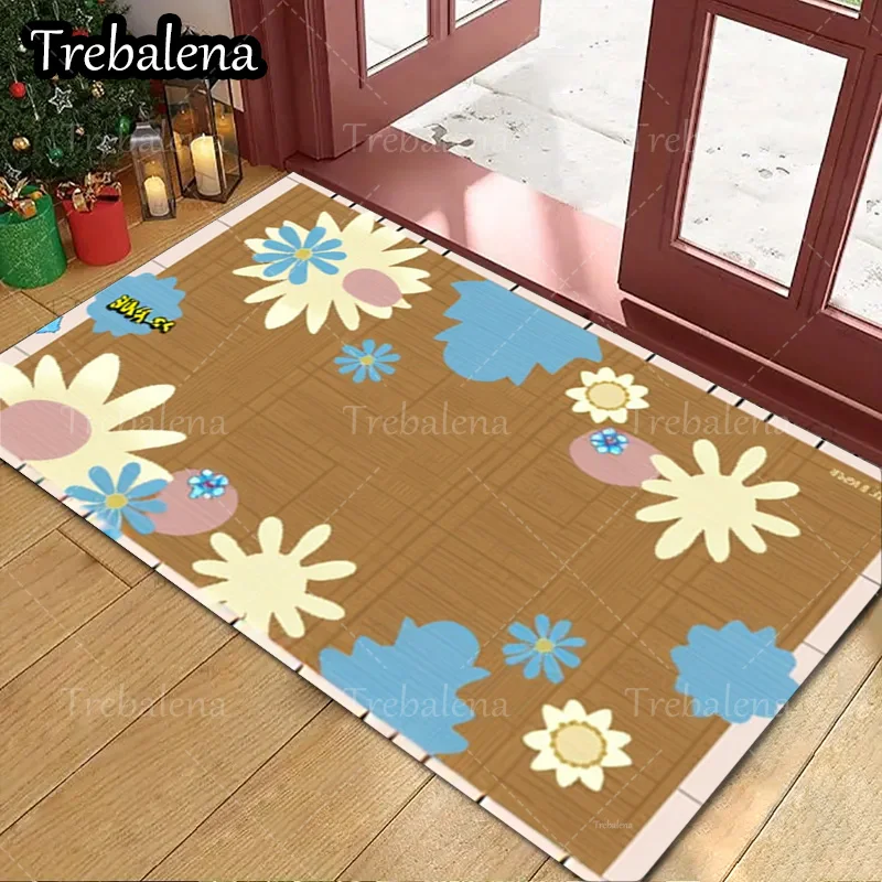 

1pc Welcome Door Mat Floral Welcome Mat for Home Entrance Decorative Floor Rug
