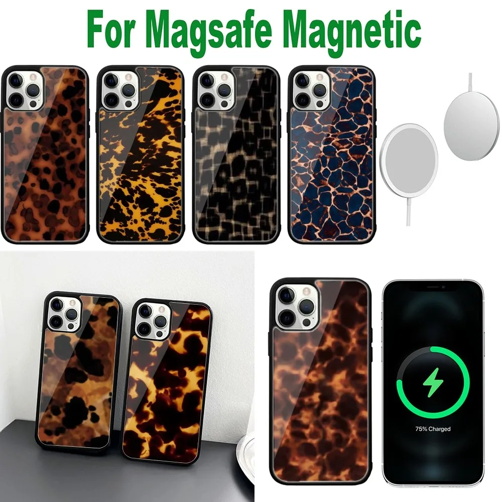 Tortoise Shell Marble Pattern Phone Case For iPhone 16,15,14,13,12,11,Plus,Pro,Max,Mini Magsafe Magnetic Wireless Charging