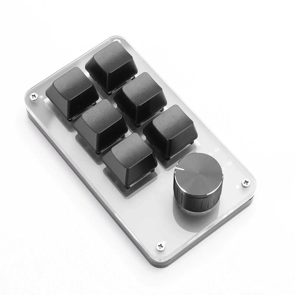 6 Key 1 Knob Programming Macro  Knob Keyboard Wired RGB One Handed Mechanical Gaming Keyboard Copy Paste Mini Button for Macbook