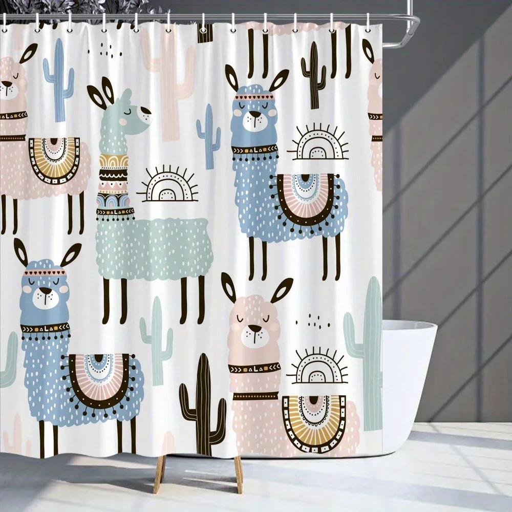 

Занавеска для душа Alpaca Parade — красочные настенные украшения Andean Animal для гостиной и спальни — странные