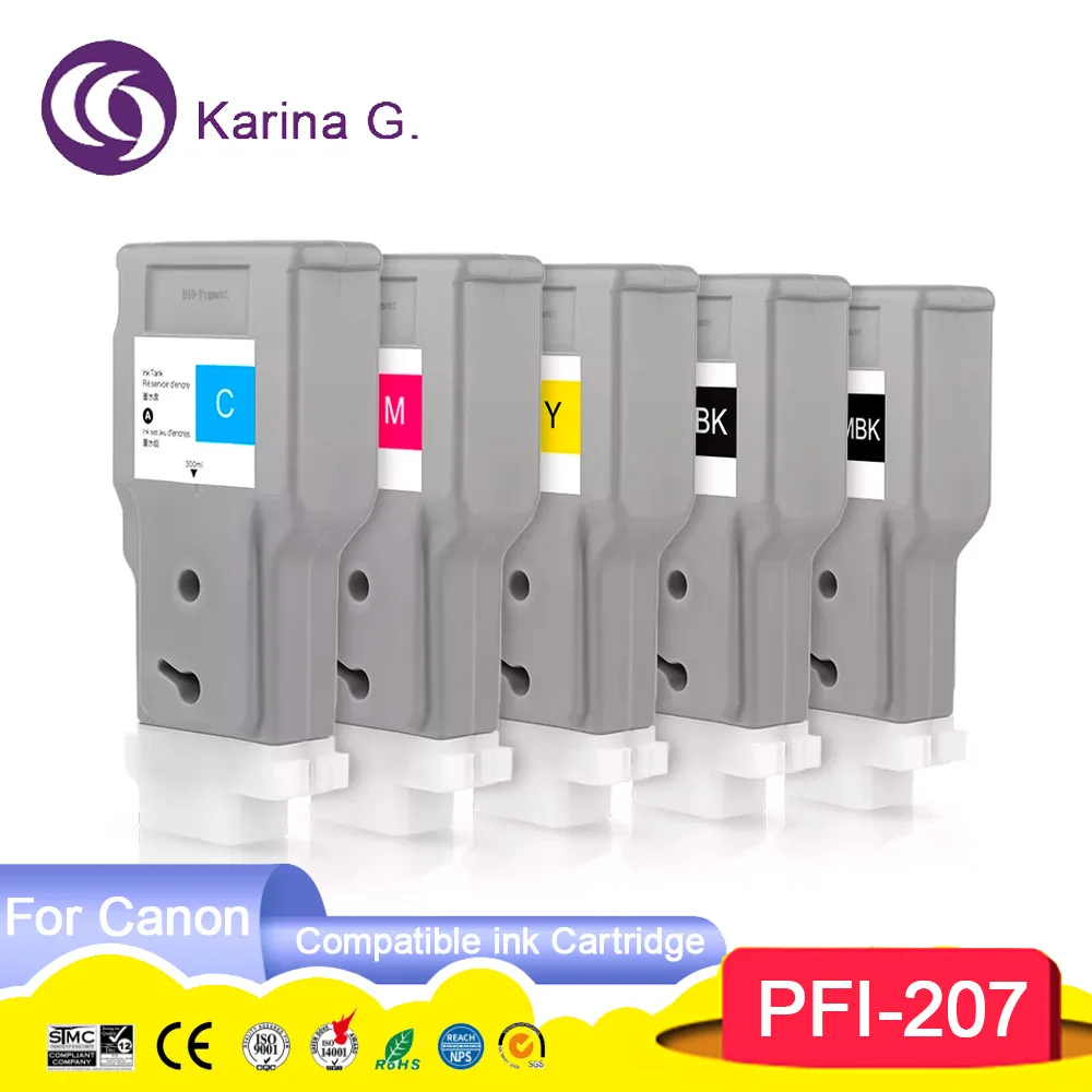 

Premium Color Compatible Ink Cartridge For PFI207 PFI-207 PFI 207 Suit for Canon IPF680 IPF685 IPF780 IPF785 Printers