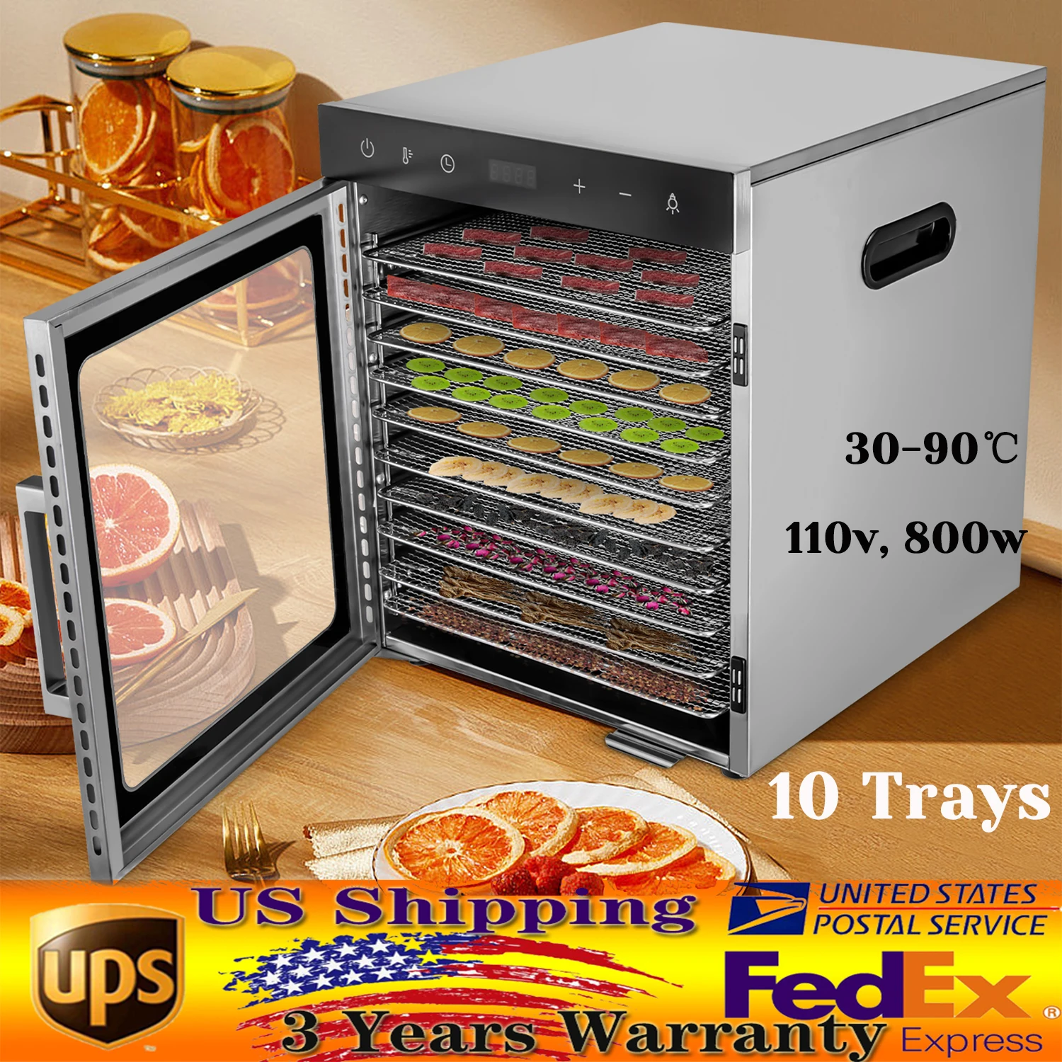 10 Tray Commercial Dehydrator Fruit And Vegetable Dryer Industrial Food Dehydration Meat Drying Oven Equipment 800W