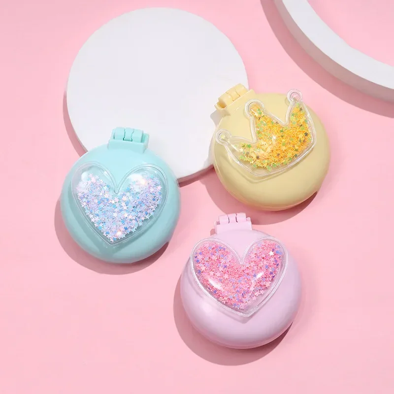 Mini Pocket Mirror Folding Comb Girl Women Portable Round Pocket Small Travel Massage Hair Brush with Mirror Styling Accessories