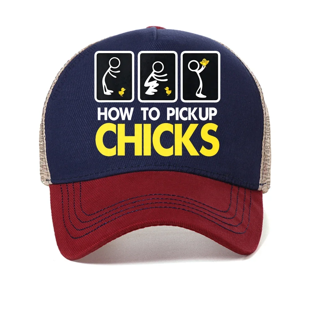 How To PickUp Chicks baseball cap Cute Pick Chicks caps Men Casual Hip Hop hat adjustable Breathable mesh trucker hats