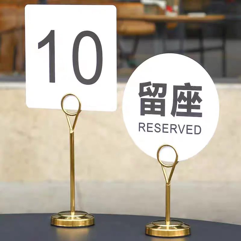 6 PCS Stainless Steel Table Number Place Card Holder Wedding Party Picture Photo Clip Round Shaped Menu Recepit Price Holder