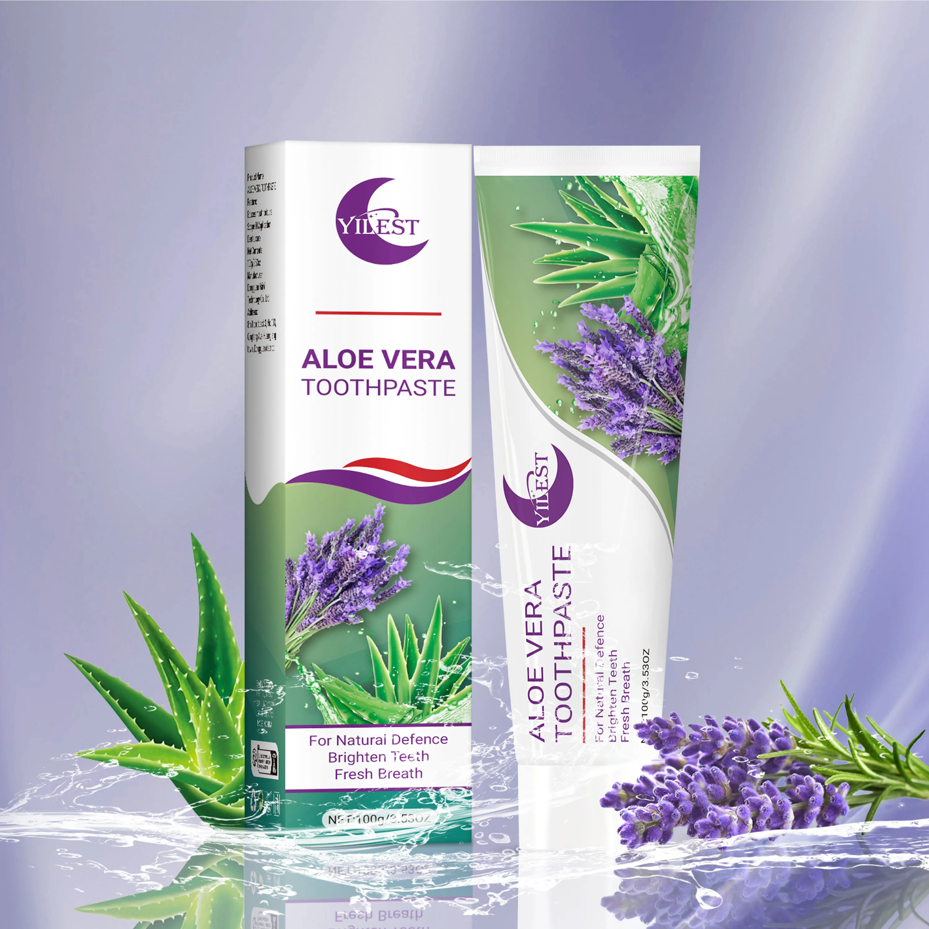 100g Aloe Vera & Lavender Night - YILEST Toothpaste for Deep Cleaning, Fresh Breath, Whitening Teeth, Gum Care, Lavender Scent