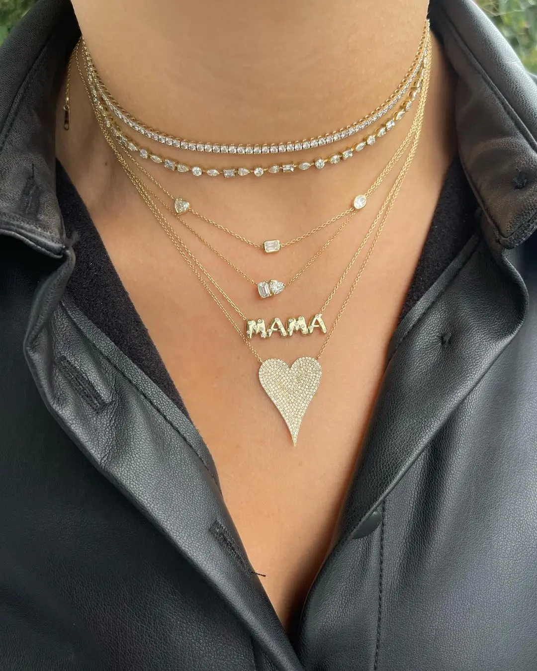Extra Big Heart Necklace 100% 925 Sterling Silver Micro Paved 5A CZ Classic Fashion High Quality Women Jewelry
