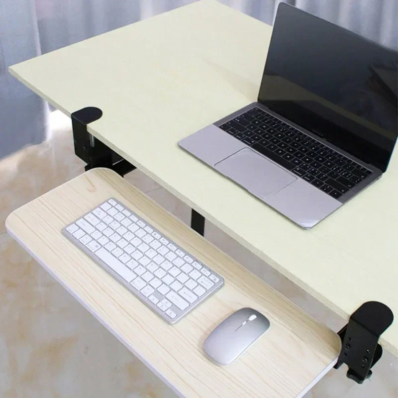 Keyboard Storage Rack Slide-Out Under Desk Drawer Mouse Shelf Bracket No-Drill Desk Extension Tray for Office Use