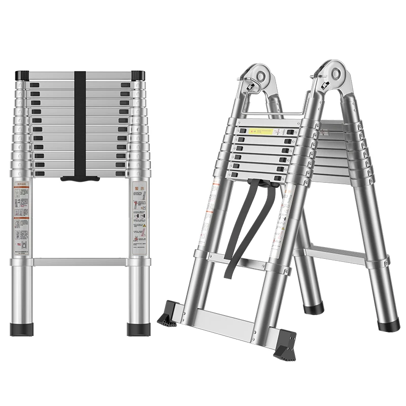 All-aluminum telescopic ladder folding ladder thickened household herringbone ladder multifunctional engineering portable