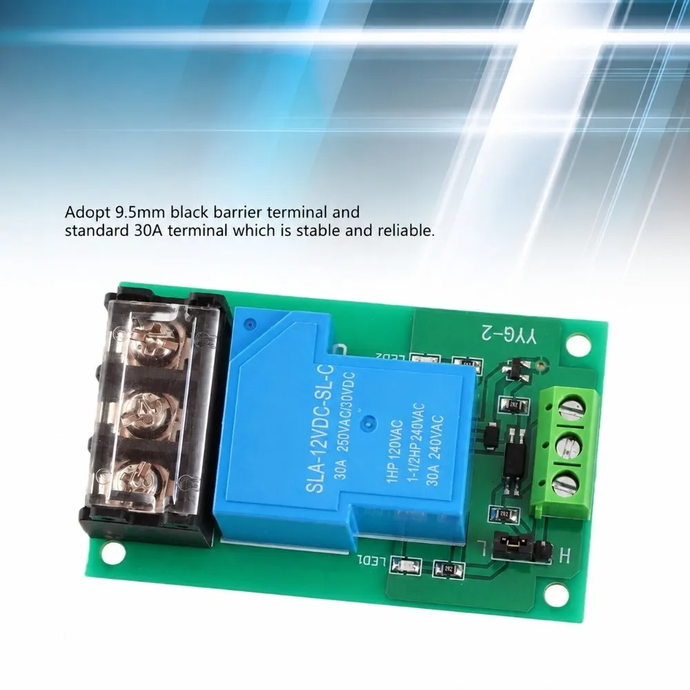 High/Low Level PP Relay Module 30A Rating 12VDC Isolation Relay YYG 2 Model One Way High Power Relay Smart Home Control