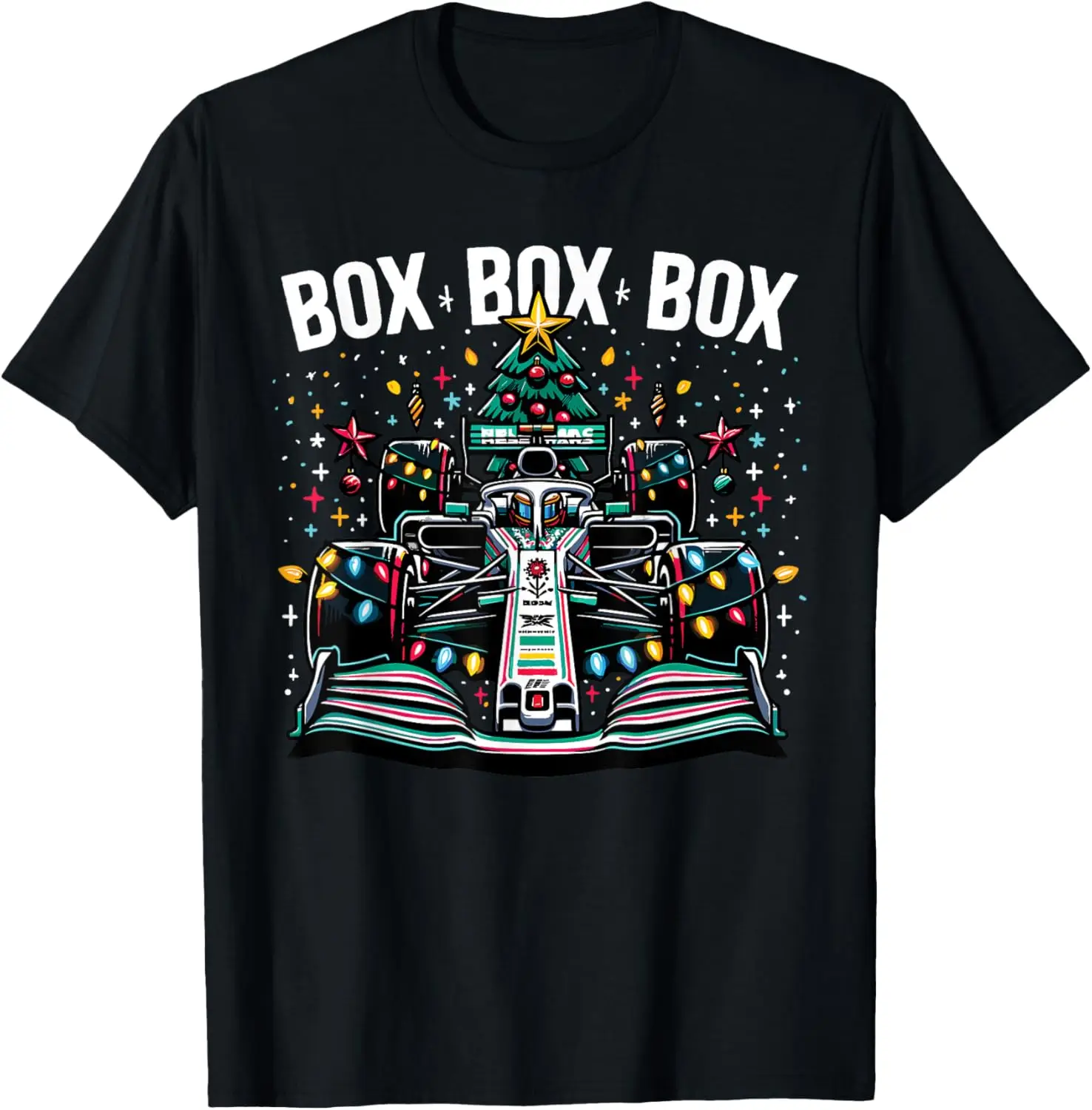 Formula Racing Car Box Box Box Radio Call Fun Christmas Tree T-Shirt