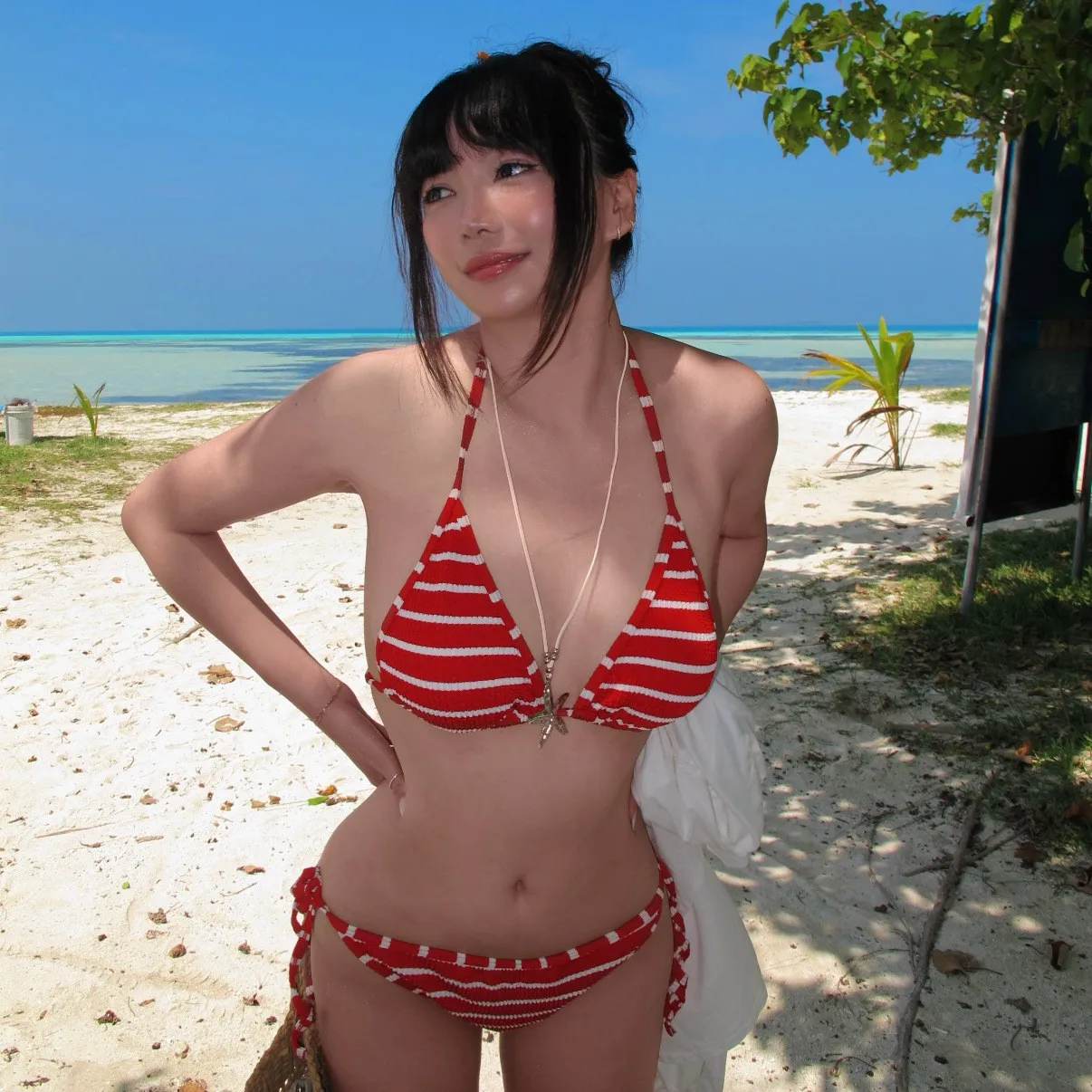 Bikini Swimsuit for Women, Simple Striped Hanging Neck, Strapless, Sexy, Pure Desire, Simple Beach Vacation Swimsuit