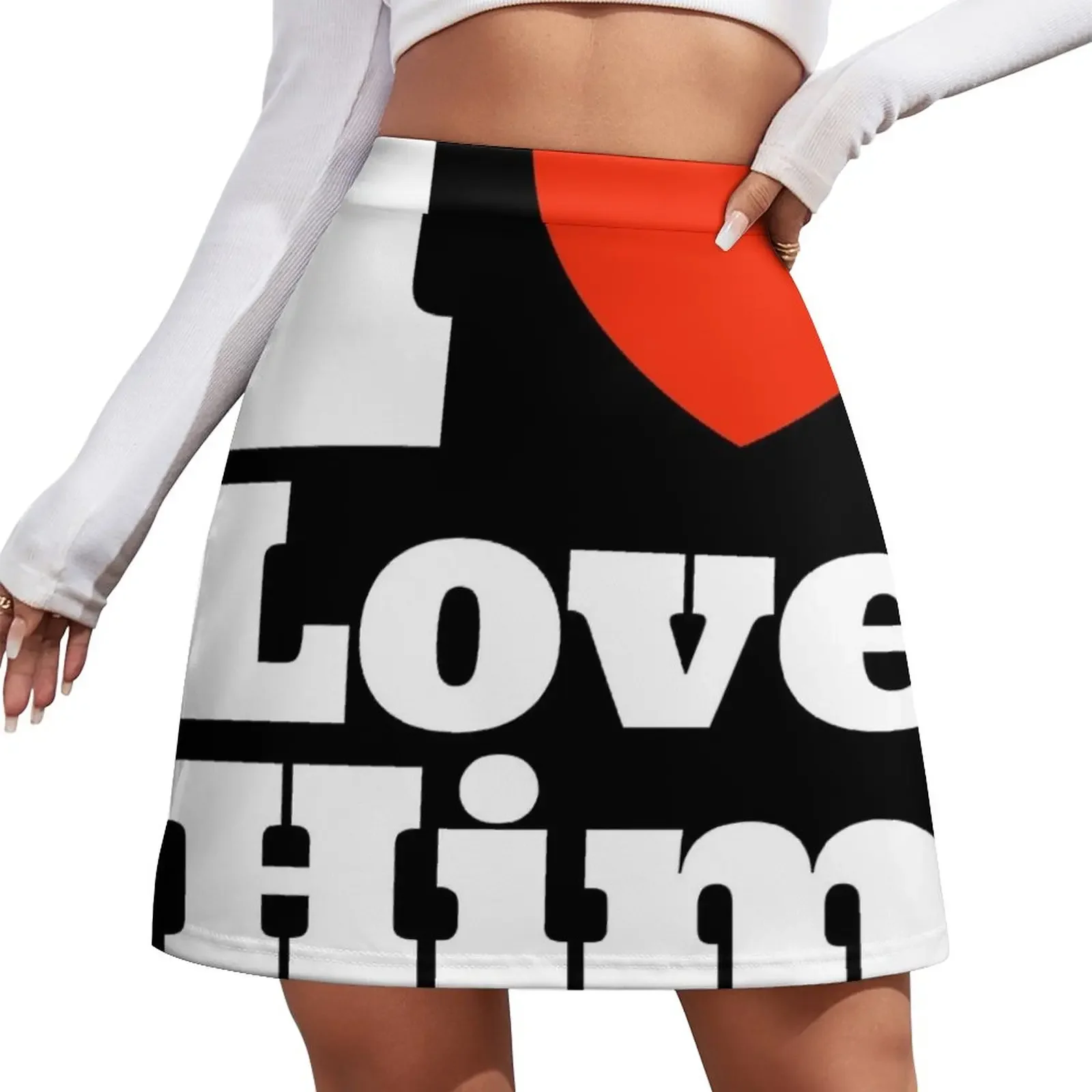 

I love Him Funny Valentine's gift Mini Skirt korean skirt Woman short skirt Mini