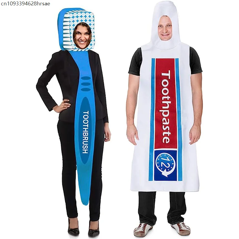 

Adult Unisex Women Men Toothbrush Toothpaste Costume For Couple Halloween Fancy Dress Up Cosplay