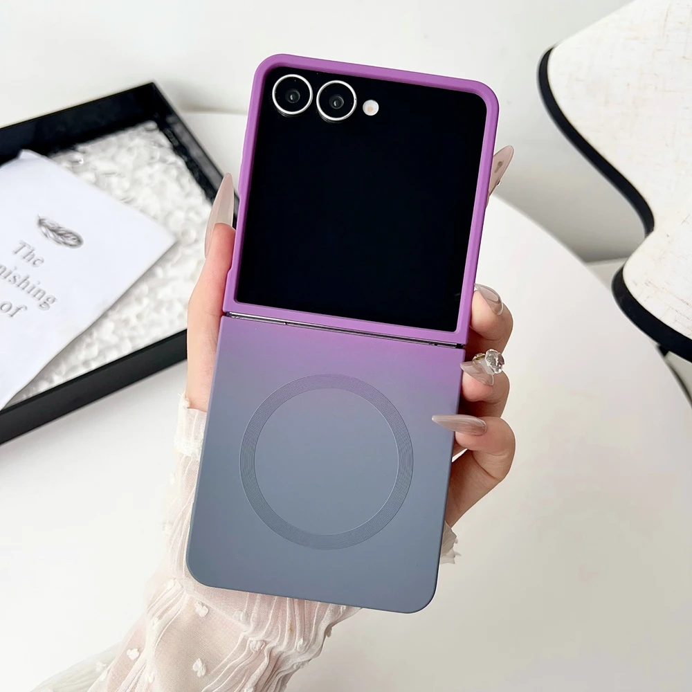 For Magsafe Magnetic Wireless Gradient Phone Case for Samsung Galaxy Z Flip 8 Z Flip 8 7 6 4 5 Flip7 Liquid Silicone Cover