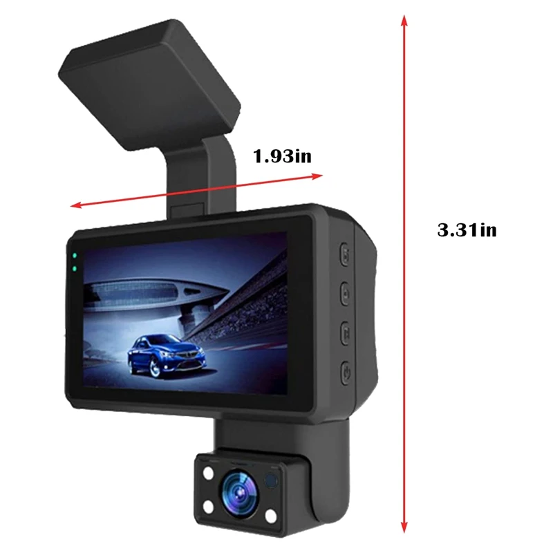 Monitor di parcheggio per telecamera da cruscotto con schermo IPS da 3,0 pollici per auto HD 1080P, registrazione in loop