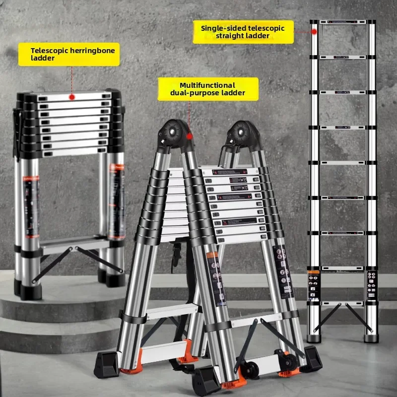 Stainless steel telescopic ladder herringbone straight ladder multi-functional joint ladder telescopic folding lengineering