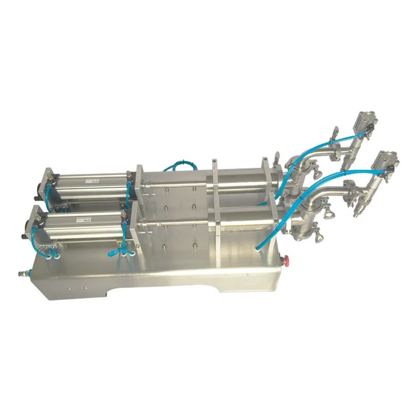 Full Pneumatic Double-head Semi-Automatic Liquid Horizontal Piston Filling Machine for Beverage with Case Packaging