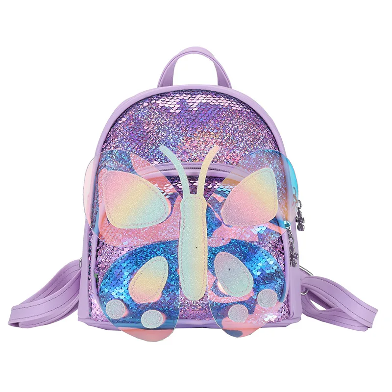 Children's Bag New Cartoon Cute Laser Sequins Kindergarten Schoolbag Creative Small Butterfly Shoulder Bag Kids Bags Backpacks