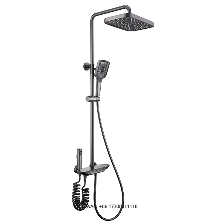 Luxury Piano Hotel Brass Thermostat Bathroom Shower Head Set