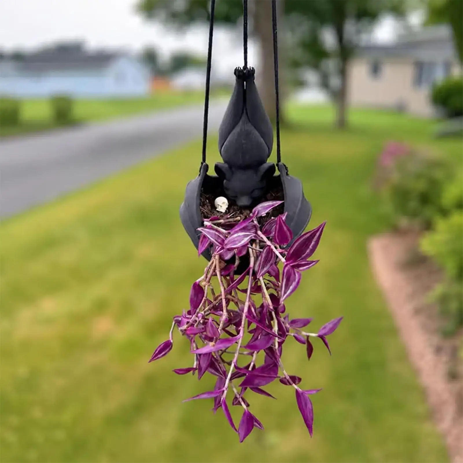 Bat Plant Pot 3D Printed Bat Shaped Halloween Decorative Holder Windowsill Garden Pots For Garden Porch Balcony Patio Window