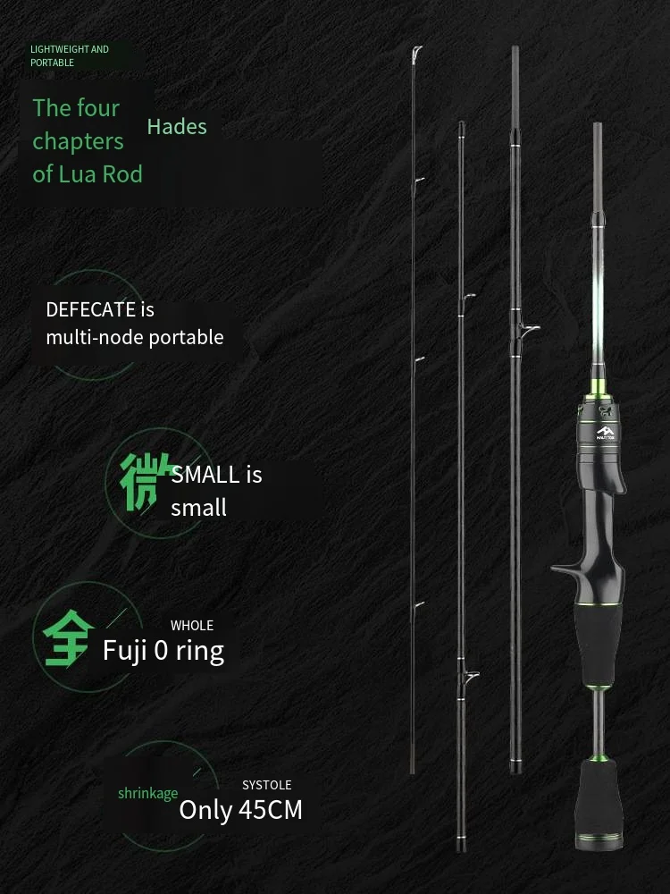 

HUATTON-Carbon FUJI O Ring 4 Section Fishing Rod, Travel Spinning Rod, Casting, Ultralight Carp Pole, Lure River,1.53M,1.68M, UL