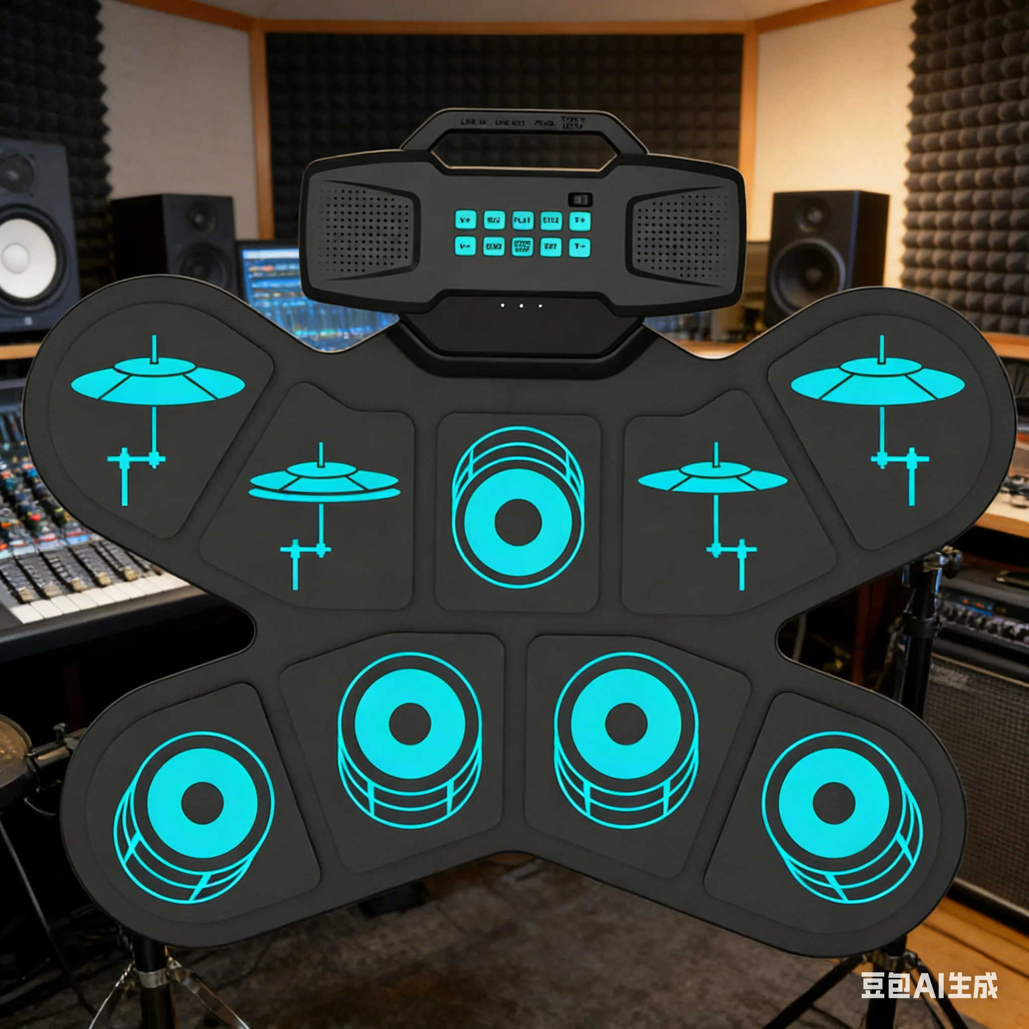Portable Electronic Drum Set Dual Versatile Speakers Black For MIDI Practice Customizable Features Music Replacement Supplies