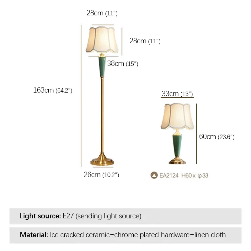 Kalos moderna cerâmica lâmpada de assoalho led pé criativo americano luxo moda mesa luz para casa sala estar quarto