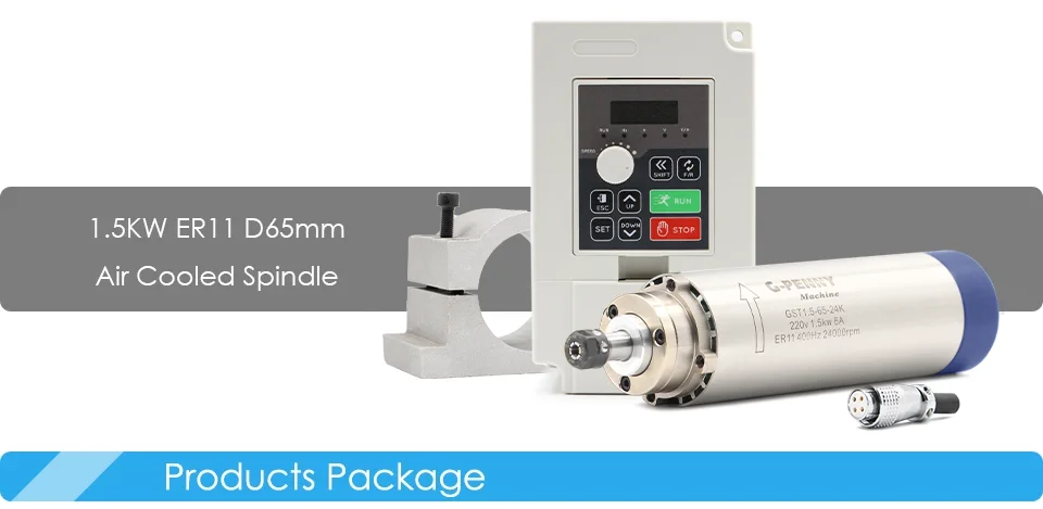 G-Penny 220V 1,5kW ER11 65mm luftgekühlte Spindel-Kits und H100 Inverter und 65m Halterung für CNC-Fräsmaschine – Detail 1
